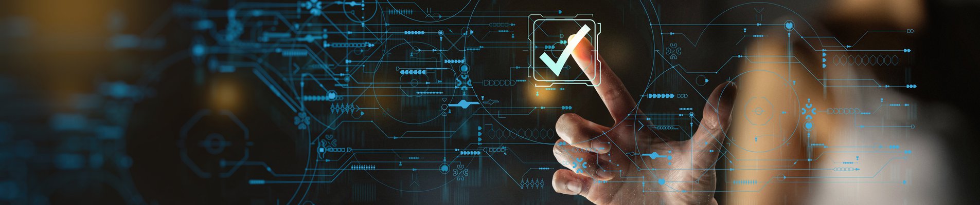 Businesswoman Hand working with Standard Quality Control Certification Assurance Guarantee Internet Business Technology Ui.